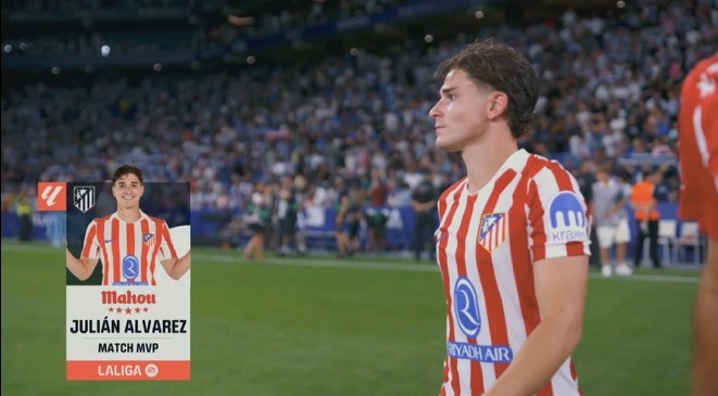 任意球圆月弯刀！阿尔瓦雷斯当选西班牙人2-1马竞全场最佳球员